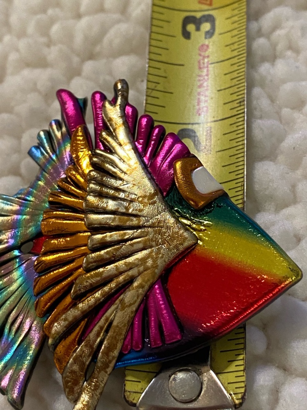 Multicolor Rainbow Fish Brooch with Gold Accent - Picture 10 of 10